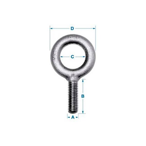 Ken Forging Eye Bolt 1/4"-28, 1 in Shank, 3/4 in ID, Steel, Plain K2001-UNF - main